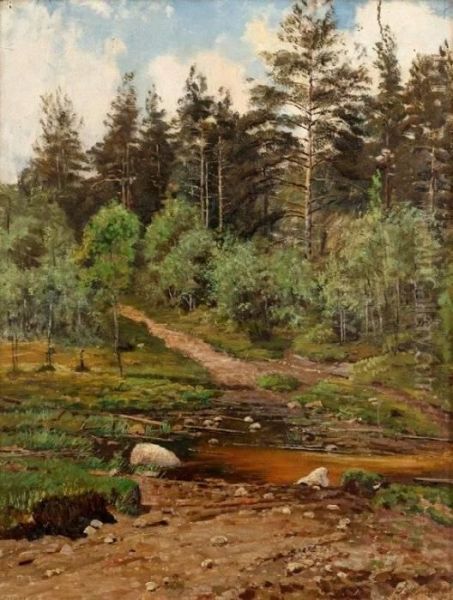 Woodlands With Stream Oil Painting by Ivan Shishkin