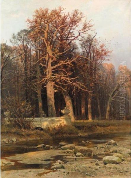 Woodside Stream Oil Painting by Ivan Shishkin