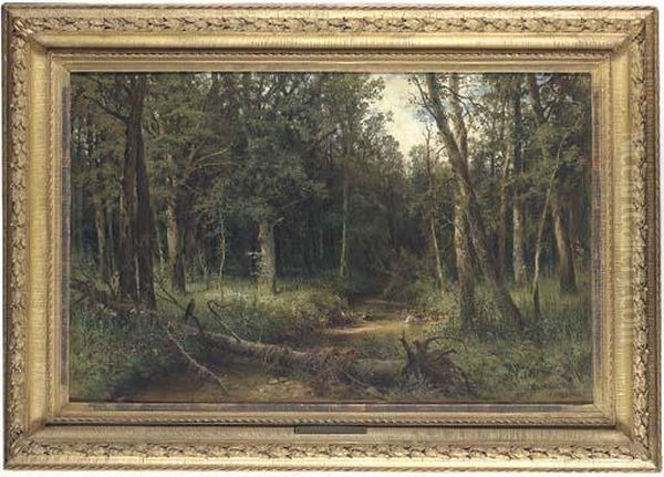 Wooded Landscape Oil Painting by Ivan Shishkin