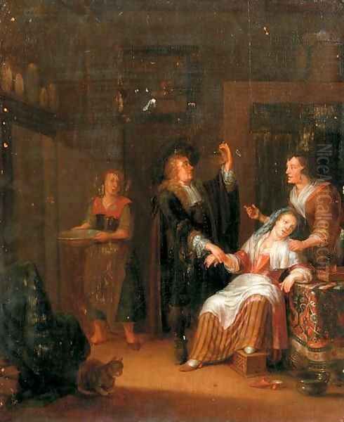 The doctor's visit Oil Painting by Adriaen The Elder Verdoel