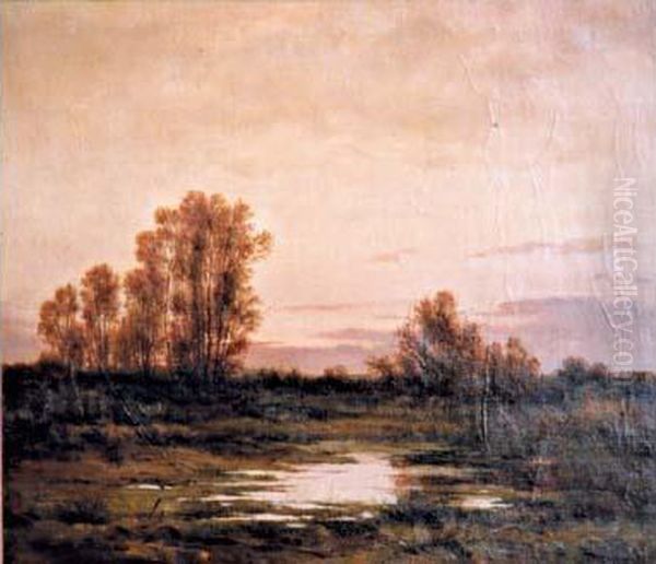 Paysage Fluvial Au Crepuscule Oil Painting by Ivan Shishkin