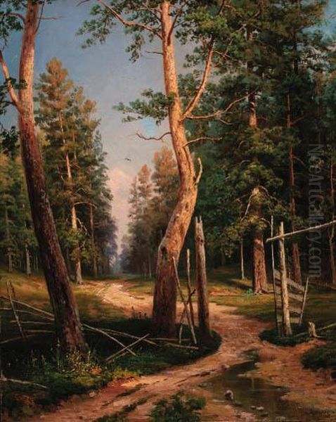 A Path In A Wood Oil Painting by Ivan Shishkin