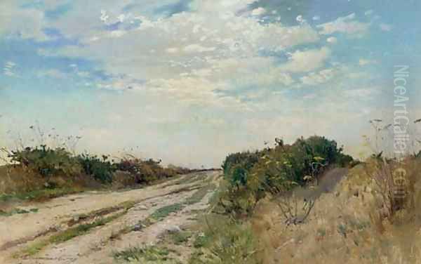 Country Road Oil Painting by Sergei Ivanovich Vasil'kovskii