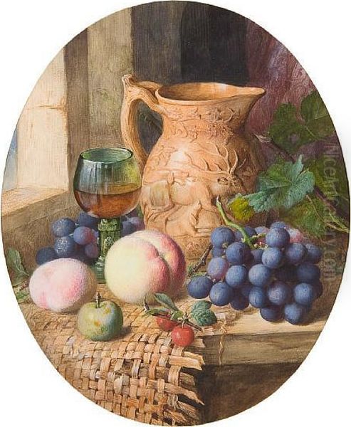 Still Life Of Fruit And Drinking Vessels; Andanother Similar Oil Painting by Charles Henry Slater