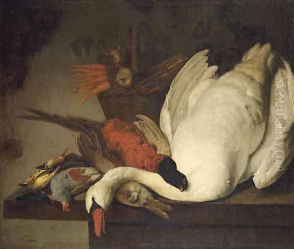 A dead swan Oil Painting by Elias Vonck