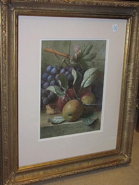 Still Life Of Apples And Grapes Oil Painting by Charles Henry Slater