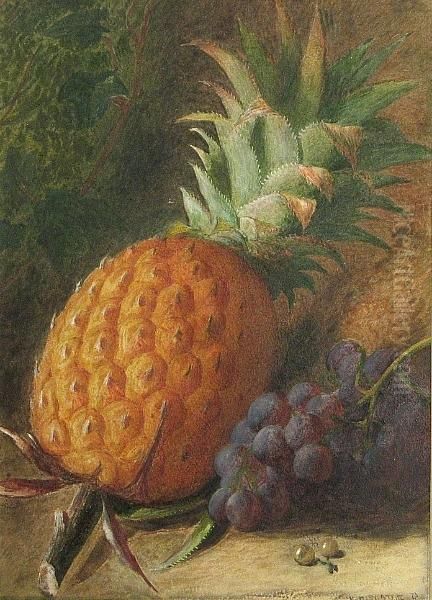 A Still Life With Grapes And A Pineapple Oil Painting by Charles Henry Slater