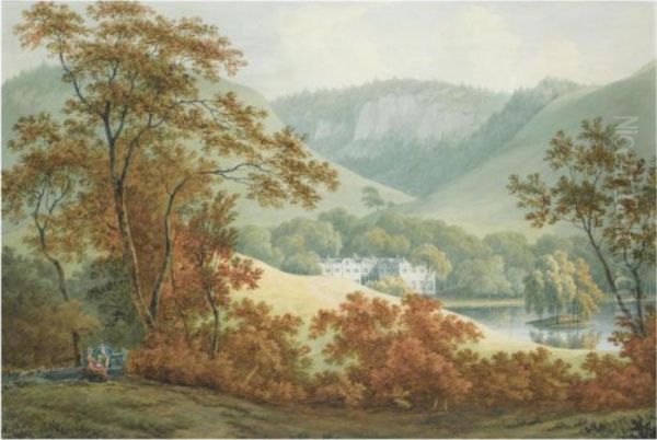 A View Of Patterdale Hall, Ullswater, Cumberland Oil Painting by John Warwick Smith