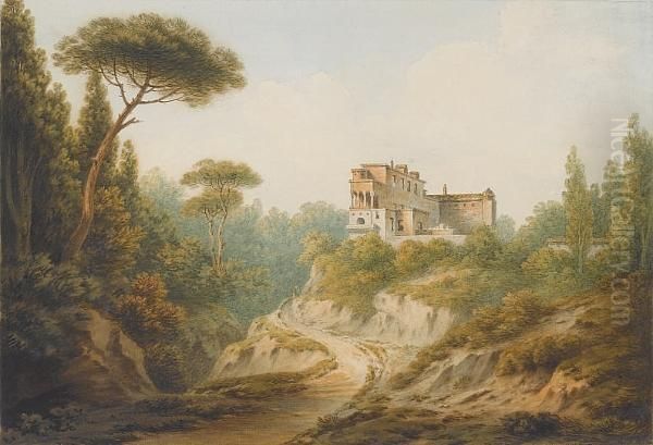 A Villa Near Capo Di Monte, Naples Oil Painting by John Warwick Smith