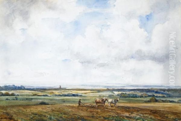 A Breezy Day Sussex Oil Painting by James Herbert Snell