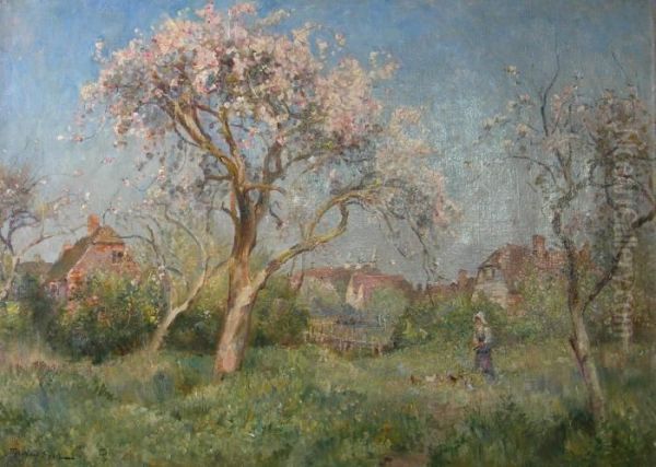 Apple Blossom Oil Painting by James Herbert Snell