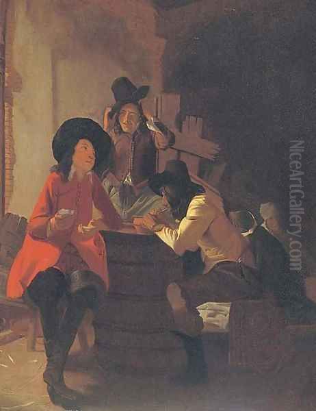 Soldiers in a tavern Oil Painting by Constantin Verhout or Voorhout