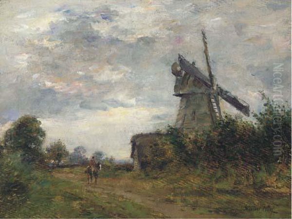 An Essex Windmill Oil Painting by James Herbert Snell