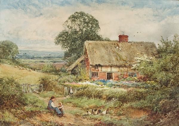 Happy Moments At Maulden; Mother's Help Oil Painting by Henry John Sylvester Stannard