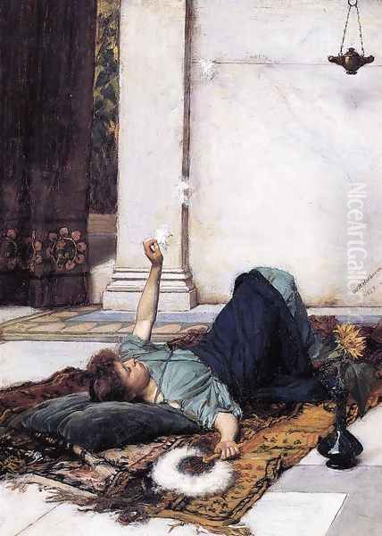 Dolce Far Niente 1879 Oil Painting by John William Waterhouse