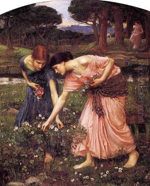 Gather ye Rosebuds while ye may 1909 Oil Painting by John William Waterhouse