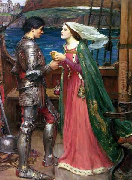 Tristan and Isolde with the Potion 1916 Oil Painting by John William Waterhouse