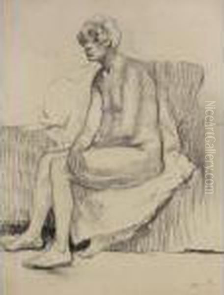 Seated Nude Oil Painting by Theophile Alexandre Steinlen