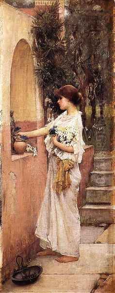 A Roman Offering 1890 Oil Painting by John William Waterhouse