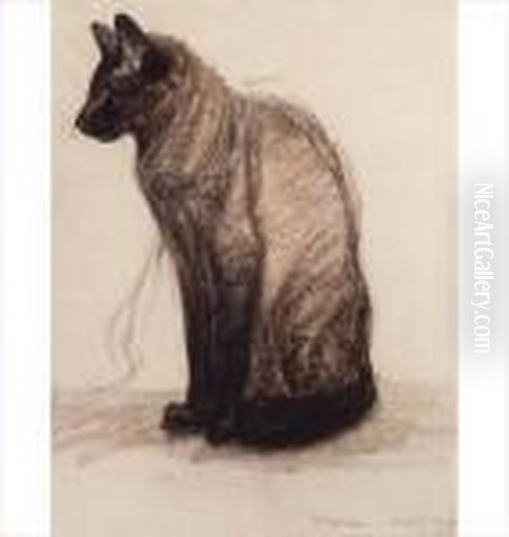 Le Chat Manou Oil Painting by Theophile Alexandre Steinlen