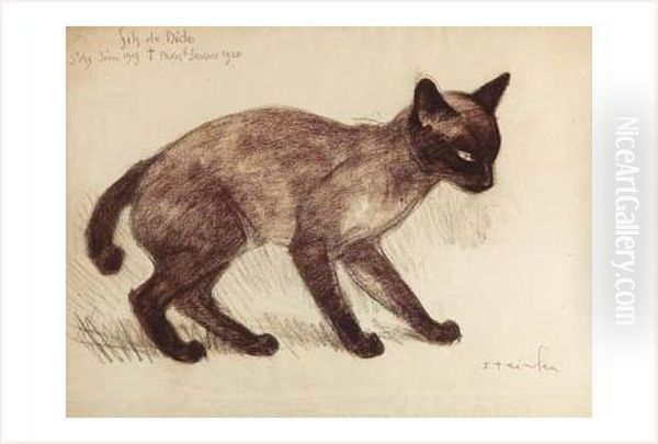 Chat, Fils De ' Dide ' Oil Painting by Theophile Alexandre Steinlen