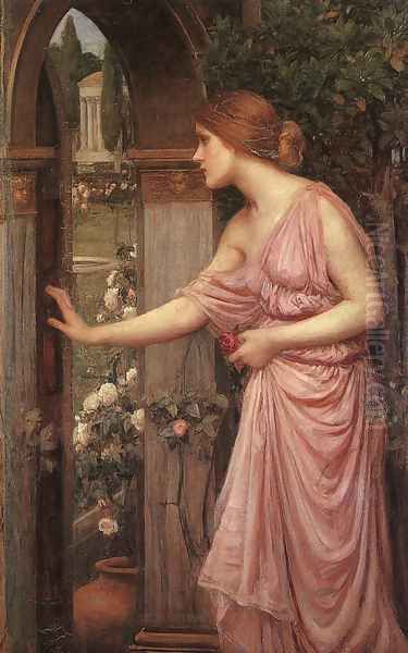 Psyche Opening the Door into Cupids Garden 1904 Oil Painting by John William Waterhouse