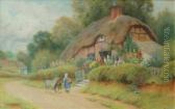 A Surreylane Oil Painting by Arthur Claude Strachan