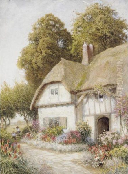 Cottage Scene Oil Painting by Arthur Claude Strachan