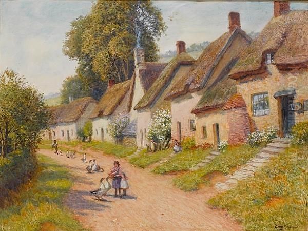 Feeding The Ducks Oil Painting by Arthur Claude Strachan