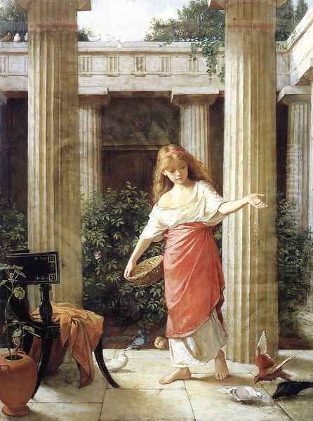 In the Peristyle 1874 Oil Painting by John William Waterhouse