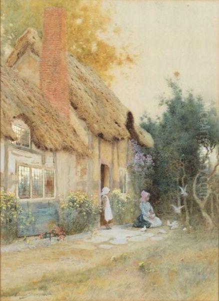 Feeding The Doves Oil Painting by Arthur Claude Strachan