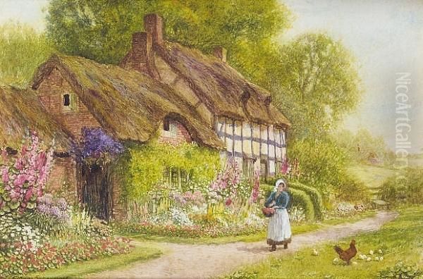 Feeding The Chickens Oil Painting by Arthur Claude Strachan