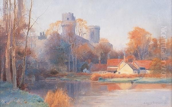 A View Of Warwick Castle Oil Painting by Arthur Claude Strachan