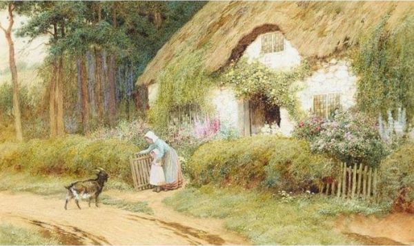 Cottage Garden In Summer Oil Painting by Arthur Claude Strachan