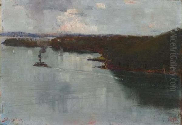 Sydney Harbour 1895 Oil Painting by Arthur Ernest Streeton