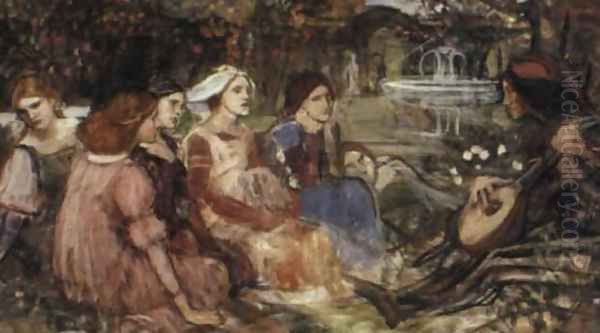 A Tale from the Decameron study 1916 Oil Painting by John William Waterhouse