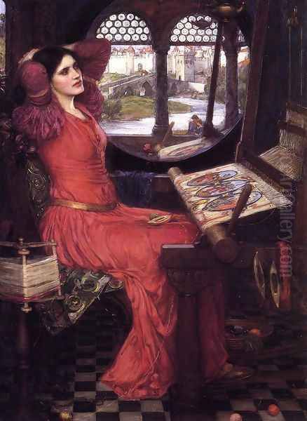 I am Half Sick of Shadows, Said the Lady of Shalott c.1916 Oil Painting by John William Waterhouse