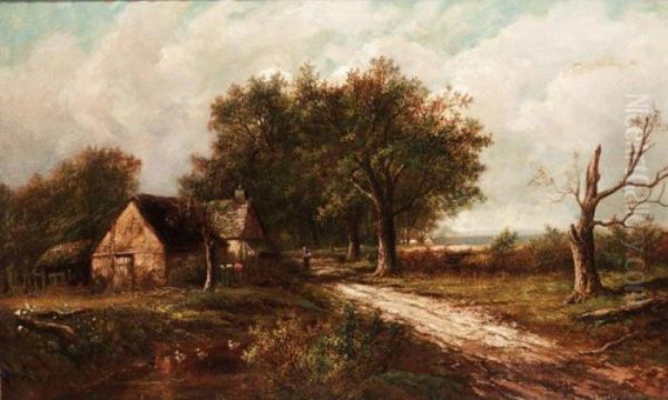 A Cottage In A Summer Landscape Oil Painting by Joseph Thors