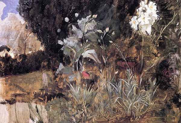 Flower Sketch for 'The Enchanted Garden Oil Painting by John William Waterhouse