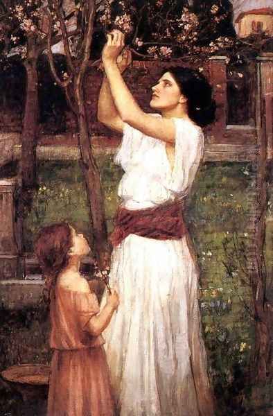 Gathering Almond Blossoms 1916 Oil Painting by John William Waterhouse