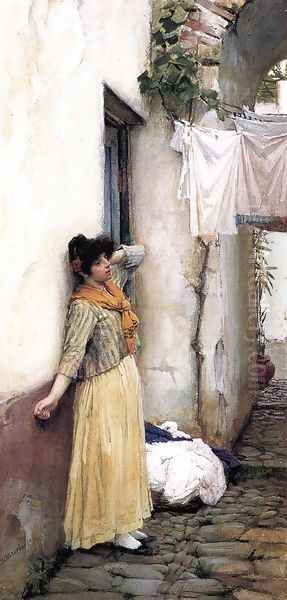 Resting 1885 Oil Painting by John William Waterhouse