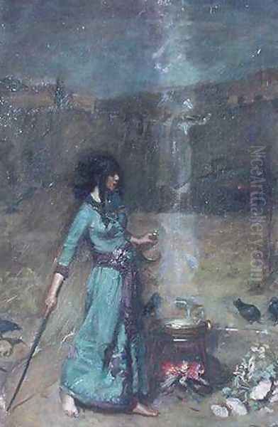 Study for The Magic Circle Oil Painting by John William Waterhouse