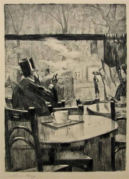 Im Cafe Oil Painting by Lesser Ury