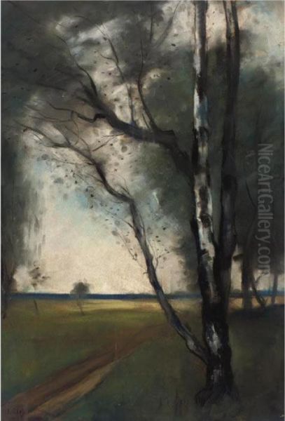 Birken Am Waldrand Oil Painting by Lesser Ury