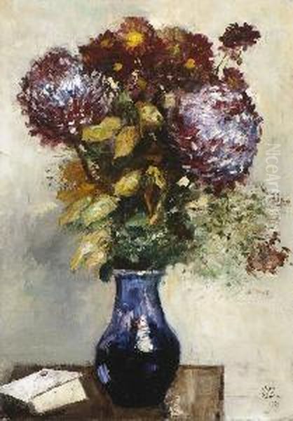 Vase De Fleurs. 1921 Oil Painting by Lesser Ury