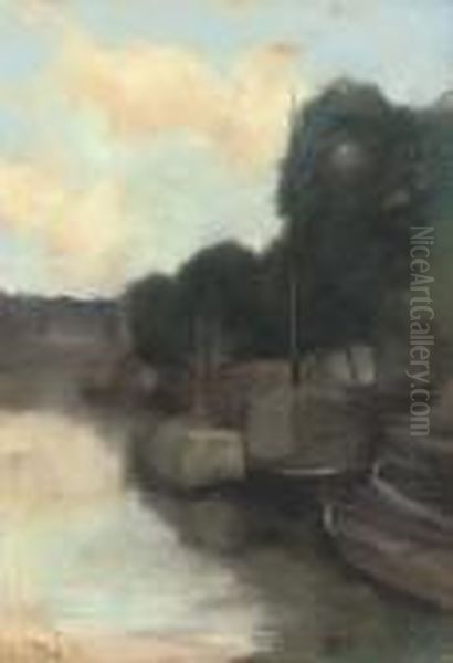 Auf Dem Canal Oil Painting by Lesser Ury