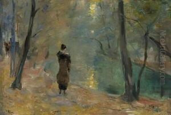 Partie Am Neuen See Im Tiergarten.
 Um 1910/20 Oil Painting by Lesser Ury