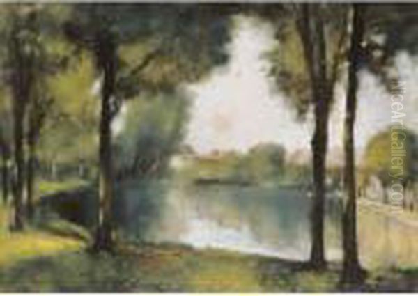 Markisches Dorf Beim See (markisches Village By The Lake) Oil Painting by Lesser Ury