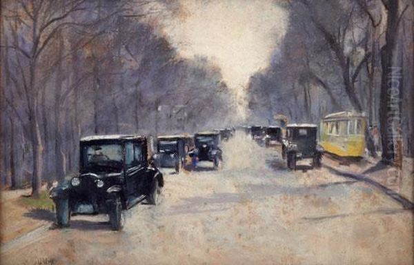 Street In Berlin Oil Painting by Lesser Ury