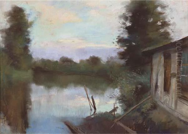 Landschaft Am See Oil Painting by Lesser Ury